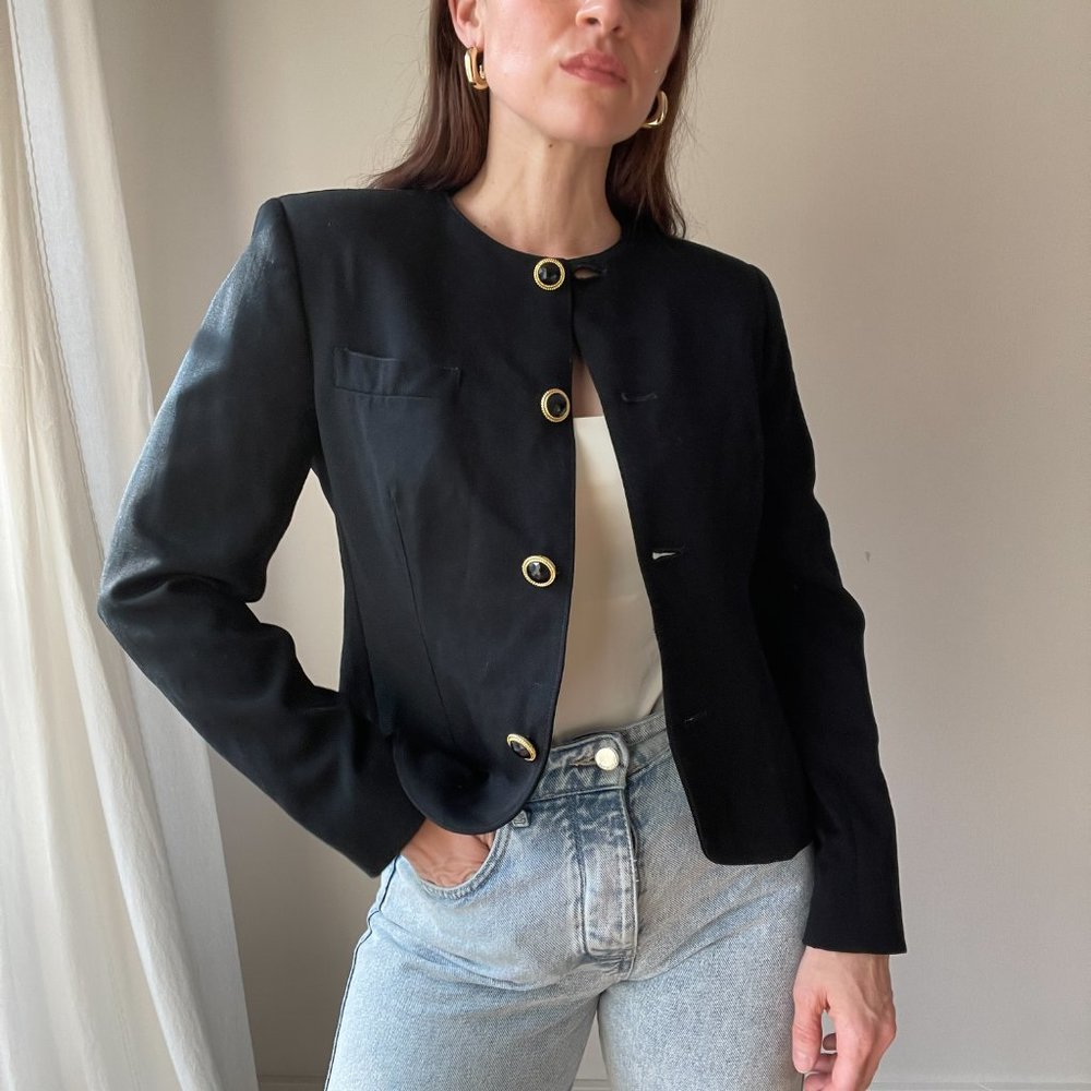Vintage 80's Cropped Harvé Benard Blazer With Gold Buttons